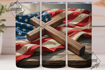 Patriotic Cross 20oz Tumbler Wrap Sublimation sassyprint 