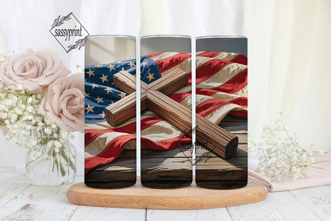 Patriotic Cross 20oz Tumbler Wrap Sublimation sassyprint 