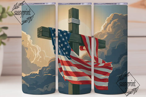 Patriotic Cross 20oz Tumbler Wrap Sublimation sassyprint 