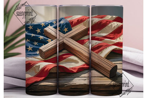 Patriotic Cross 20oz Tumbler Wrap Sublimation sassyprint 