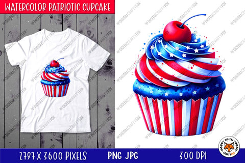 Patriotic Cupcake PNG, 4th of July Sublimation PNG Sublimation Digital Craftyfox 