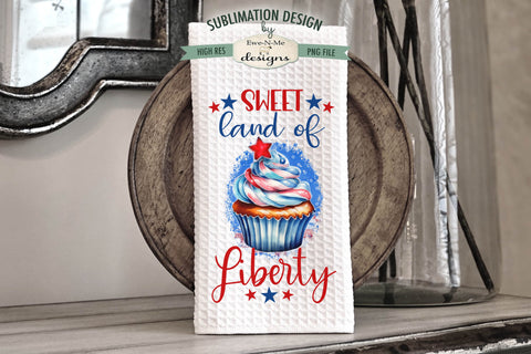 Patriotic Cupcake Sublimation Designs for Kitchen Towels - July 4th PNG Sublimation Ewe-N-Me Designs 