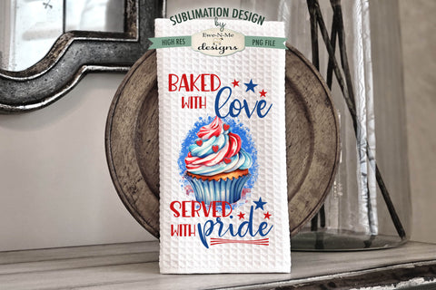 Patriotic Cupcake Sublimation Designs for Kitchen Towels - July 4th PNG Sublimation Ewe-N-Me Designs 