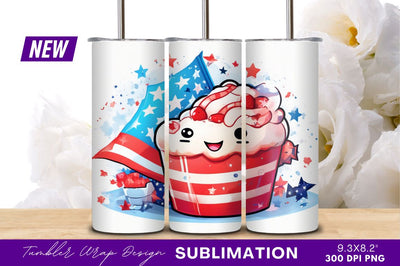Patriotic cupcake with american flag tumbler png Sublimation Regulrcrative 
