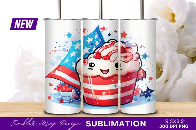 Patriotic cupcake with american flag tumbler png Sublimation Regulrcrative 