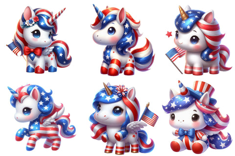 Patriotic Cute Unicorn Clipart Sublimation Rupkotha 