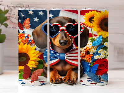 Patriotic Dachshund 4th of July Tumbler, Dachshund 4th Of July, USA Dog Cup, American Flag Wiener Dog, Independence Day Tumbler, July 4th Pet Lover, Stars And Stripes Dachshund Sublimation Lara' s Designs 