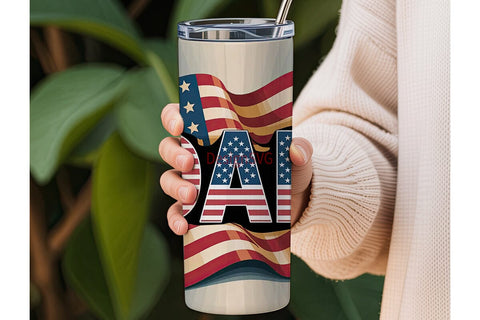 Patriotic Dad 20oz Tumbler Wrap Sublimation DesignSVG 