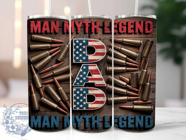 Patriotic Dad Myth 20oz Tumbler Wrap, Myth Legend Design, 4th of July, USA Flag Tumbler, Father's Day Gift, Patriotic Tumbler, 20oz Sublimation Wrap Sublimation ToriDesigns 