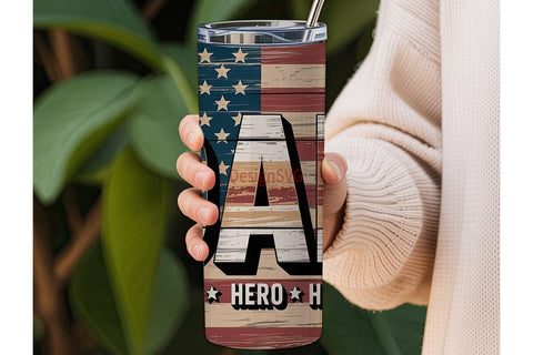 Patriotic Dad Tumbler Wrap 20oz Sublimation DesignSVG 