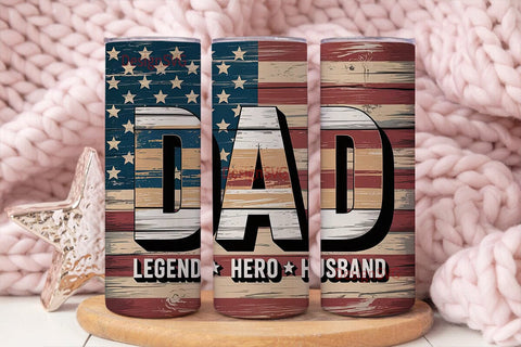 Patriotic Dad Tumbler Wrap 20oz Sublimation DesignSVG 