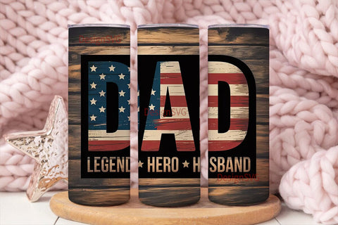 Patriotic Dad Tumbler Wrap 20oz Sublimation DesignSVG 