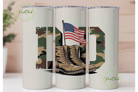 Patriotic Dad Tumbler Wrap PNG Sublimation PixelChick 