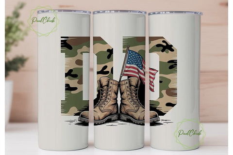 Patriotic Dad Tumbler Wrap PNG Sublimation PixelChick 
