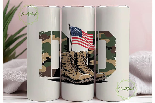Patriotic Dad Tumbler Wrap PNG Sublimation PixelChick 