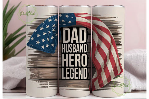 Patriotic Dad Tumbler Wrap Sublimation PixelChick 