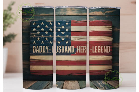 Patriotic Dad Tumbler Wrap Sublimation PixelChick 