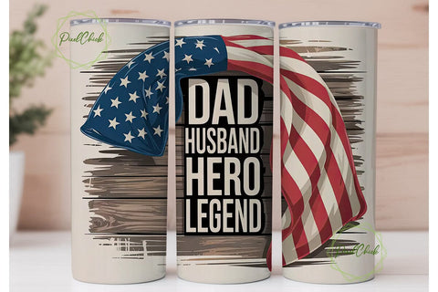 Patriotic Dad Tumbler Wrap Sublimation PixelChick 