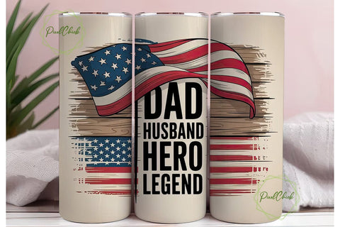 Patriotic Dad Tumbler Wrap Sublimation PixelChick 