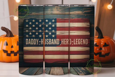 Patriotic Dad Tumbler Wrap Sublimation PixelChick 