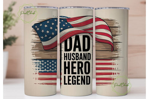Patriotic Dad Tumbler Wrap Sublimation PixelChick 