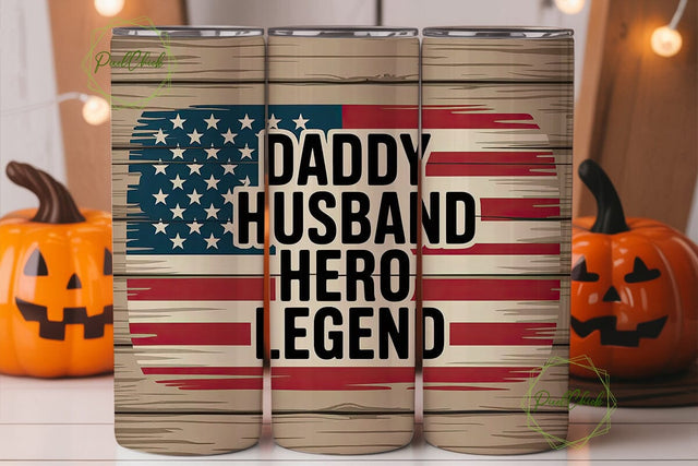 Patriotic Dad Tumbler Wrap Sublimation PixelChick 