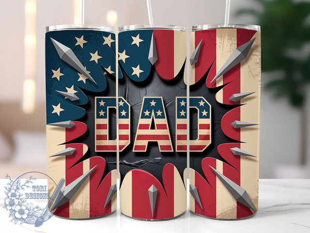 Patriotic Dad USA 20oz Tumbler, USA Flag Wrap, Sublimation Gift, Patriotic Mug, 20oz Tumbler Design, Dad Graphic, American Pride Theme Sublimation ToriDesigns 