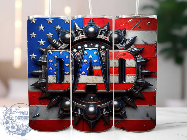 Patriotic Dad USA 20oz Tumbler, USA Flag Wrap, Sublimation Gift, Patriotic Mug, 20oz Tumbler Design, Dad Graphic, American Pride Theme Sublimation ToriDesigns 