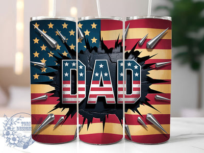 Patriotic Dad USA 20oz Tumbler, USA Flag Wrap, Sublimation Gift, Patriotic Mug, 20oz Tumbler Design, Dad Graphic, American Pride Theme Sublimation ToriDesigns 