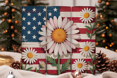 Patriotic Daisies 20oz Tumbler Wrap Sublimation DesignSVG 