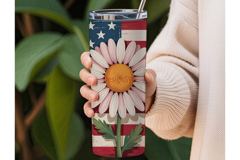 Patriotic Daisies 20oz Tumbler Wrap Sublimation DesignSVG 