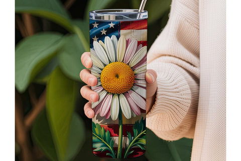 Patriotic Daisies 20oz Tumbler Wrap Sublimation DesignSVG 