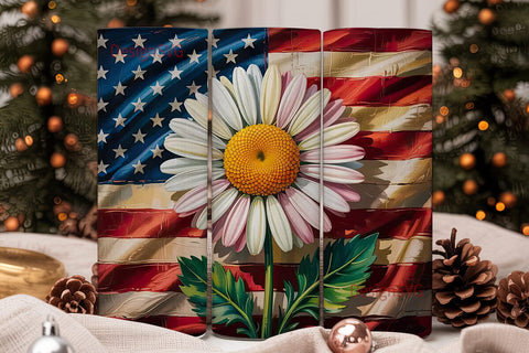 Patriotic Daisies 20oz Tumbler Wrap Sublimation DesignSVG 