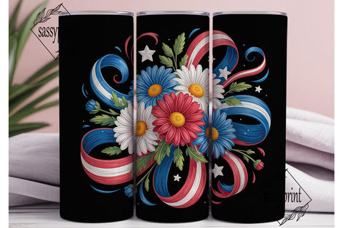 Patriotic Daisy 20oz Tumbler Wrap Sublimation sassyprint 