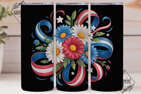 Patriotic Daisy 20oz Tumbler Wrap Sublimation sassyprint 