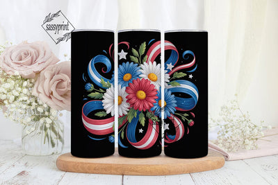 Patriotic Daisy 20oz Tumbler Wrap Sublimation sassyprint 
