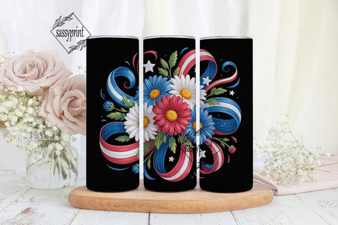Patriotic Daisy 20oz Tumbler Wrap Sublimation sassyprint 