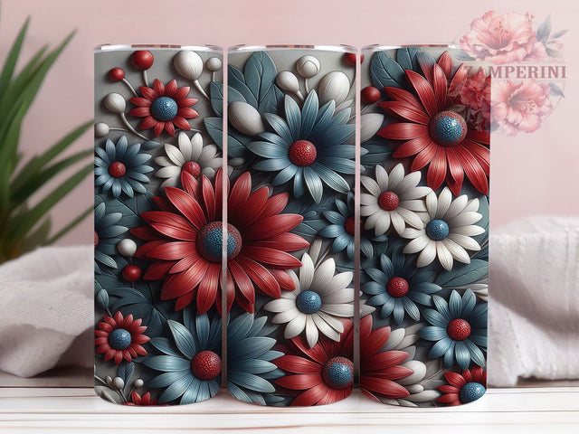 Patriotic Daisy Flag Tumbler, Floral American Flag, 20oz Tumbler Wrap, Sublimation Template, Skinny Tumbler Wrap, Digital Download, Independence Day Gift Sublimation Li Zamperini 