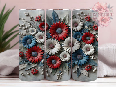 Patriotic Daisy Flag Tumbler, Floral American Flag, 20oz Tumbler Wrap, Sublimation Template, Skinny Tumbler Wrap, Digital Download, Independence Day Gift Sublimation Li Zamperini 