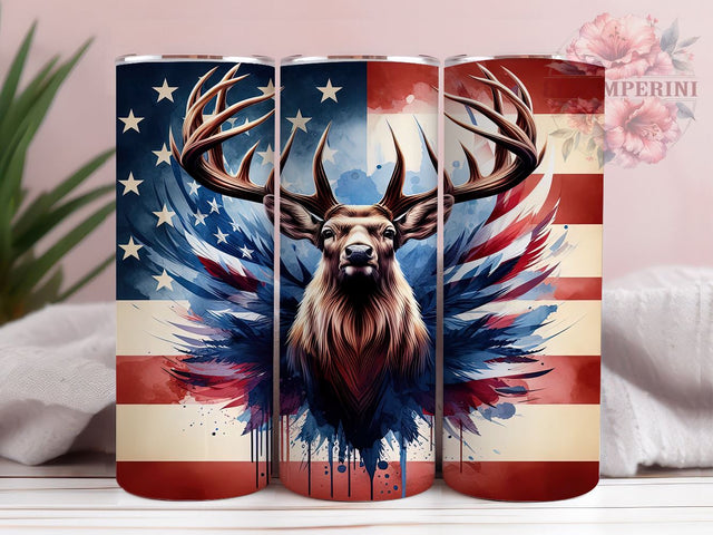 Patriotic Deer 20oz Tumbler Wrap PNG, 4th Of July Tumbler Png, Straight & Tapered Tumbler Wrap, Instant Digital Download Sublimation Li Zamperini 