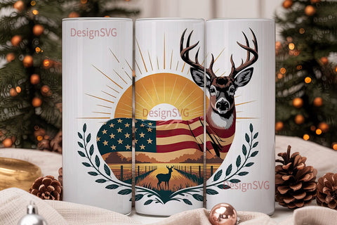 Patriotic Deer 20oz Tumbler Wrap Sublimation DesignSVG 
