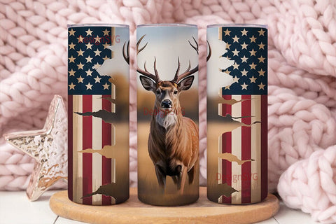 Patriotic Deer 20oz Tumbler Wrap Sublimation DesignSVG 