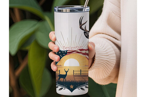 Patriotic Deer 20oz Tumbler Wrap Sublimation DesignSVG 