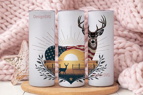 Patriotic Deer 20oz Tumbler Wrap Sublimation DesignSVG 
