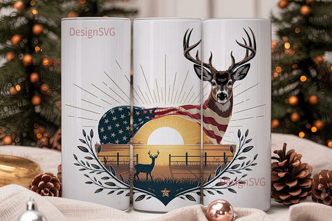 Patriotic Deer 20oz Tumbler Wrap Sublimation DesignSVG 