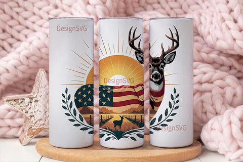 Patriotic Deer 20oz Tumbler Wrap Sublimation DesignSVG 