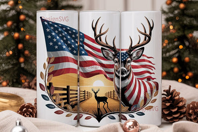 Patriotic Deer 20oz Tumbler Wrap Sublimation DesignSVG 