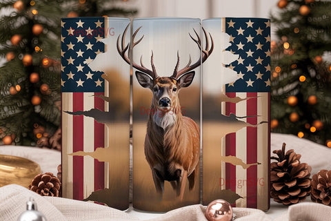 Patriotic Deer 20oz Tumbler Wrap Sublimation DesignSVG 