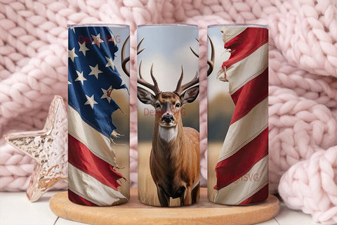 Patriotic Deer 20oz Tumbler Wrap Sublimation DesignSVG 