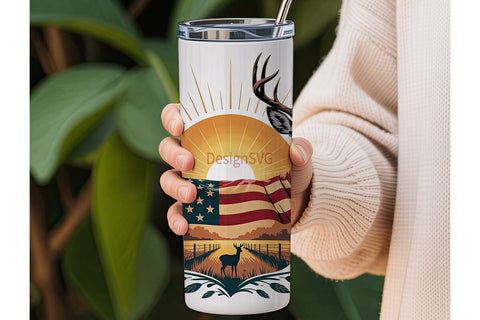 Patriotic Deer 20oz Tumbler Wrap Sublimation DesignSVG 
